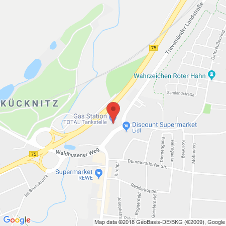 Position der Autogas-Tankstelle: Total Luebeck in 23569, Luebeck