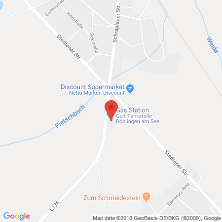 Position der Autogas-Tankstelle: Gulf Röblingen in 06317, Seegebiet Mansfelder Land