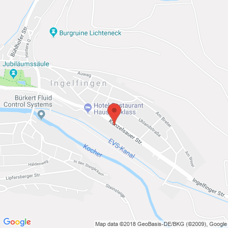 Standort der Autogas Tankstelle: BAGeno Tankstelle Ingelfingen in 74653, Ingelfingen