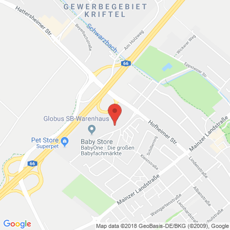 Position der Autogas-Tankstelle: Globus Handelshof St. Wendel Gmbh&co Kg Betriebsstätte Hattersheim in 65795, Hattersheim