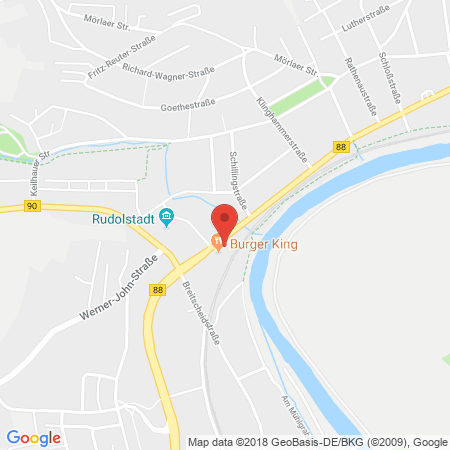 Position der Autogas-Tankstelle: Esso Tankstelle in 07407, Rudolstadt