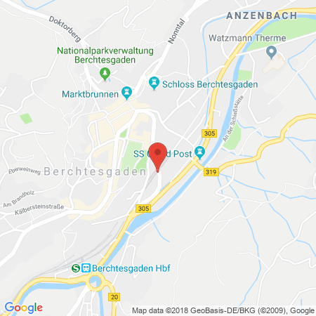 Position der Autogas-Tankstelle: Esso Tankstelle in 83471, Berchtesgaden