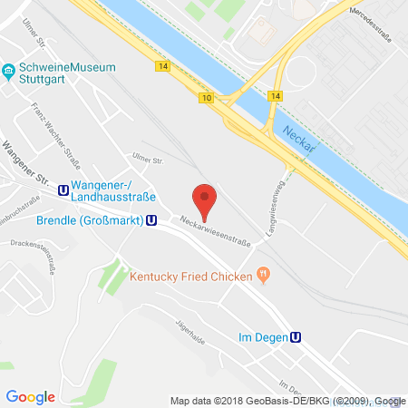 Position der Autogas-Tankstelle: AVIA Tankstelle in 70188, Stuttgart