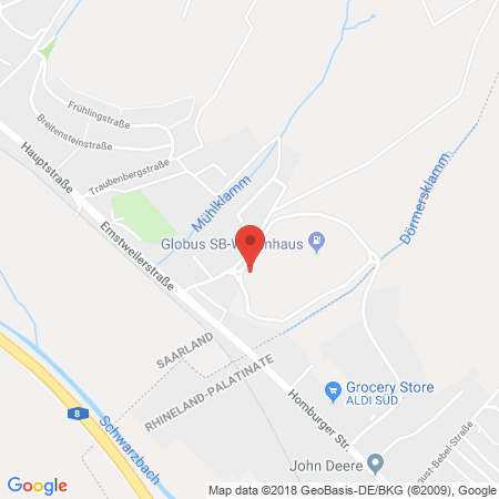 Position der Autogas-Tankstelle: Globus Handelshof Gmbh Und Co. Kg Betriebsstätte Einöd in 66424, Homburg