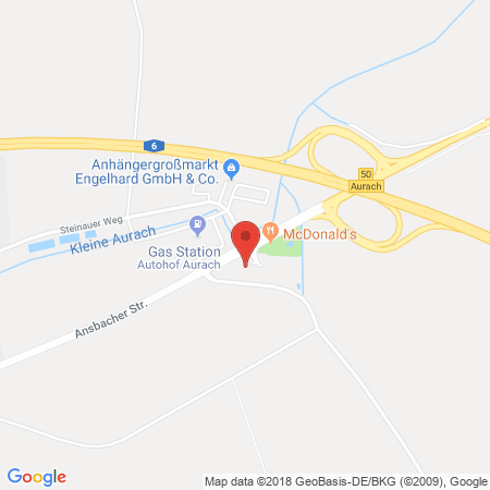 Position der Autogas-Tankstelle: Total Aurach in 91589, Aurach