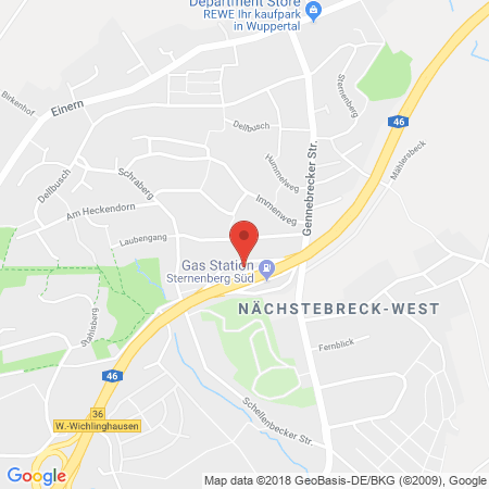Position der Autogas-Tankstelle: Aral Tankstelle, Bat Sternenberg Nord in 42279, Wuppertal-barmen