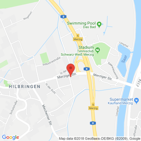 Position der Autogas-Tankstelle: Esso Tankstelle in 66663, Merzig