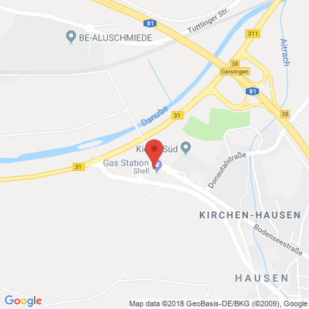 Position der Autogas-Tankstelle: Shell Tankstelle in 78187, Geisingen