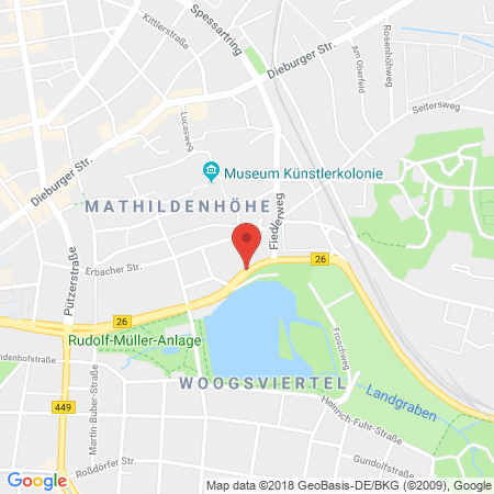 Position der Autogas-Tankstelle: JET Tankstelle in 64287, Darmstadt