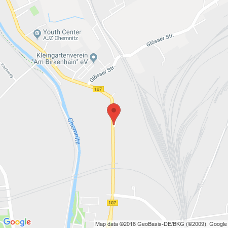 Position der Autogas-Tankstelle: Aral Tankstelle in 09113, Chemnitz