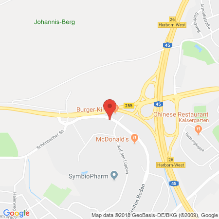 Position der Autogas-Tankstelle: Shell Tankstelle in 35745, Herborn-hoerb