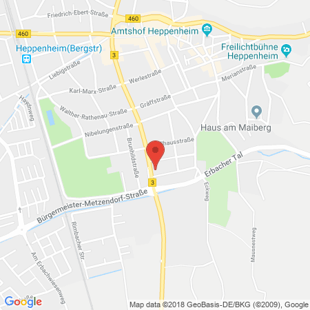 Position der Autogas-Tankstelle: Shell Tankstelle in 64646, Heppenheim