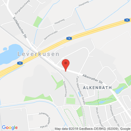 Position der Autogas-Tankstelle: Esso Tankstelle in 51377, Leverkusen