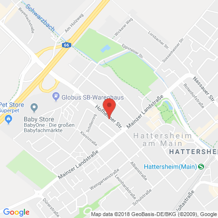 Position der Autogas-Tankstelle: Hattersheim Hofheimer Strasse 17 in 65795, Hattersheim