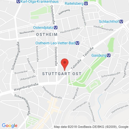 Position der Autogas-Tankstelle: Avia Xpress Automatenstation in 70188, Stuttgart-ost