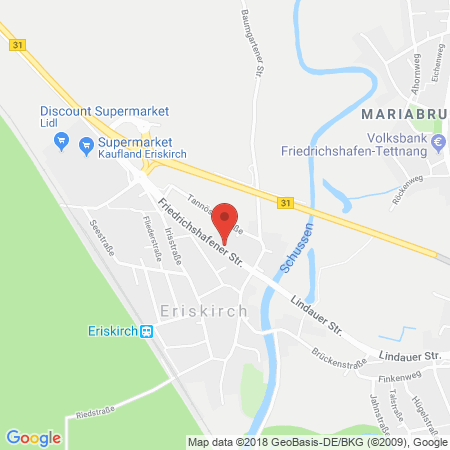 Position der Autogas-Tankstelle: Eriskirch, Friedrichshafener Straße 10 in 88097, Eriskirch