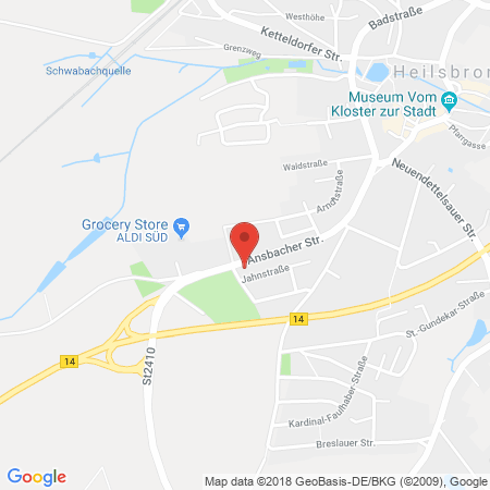 Position der Autogas-Tankstelle: Aral Tankstelle in 91560, Heilsbronn