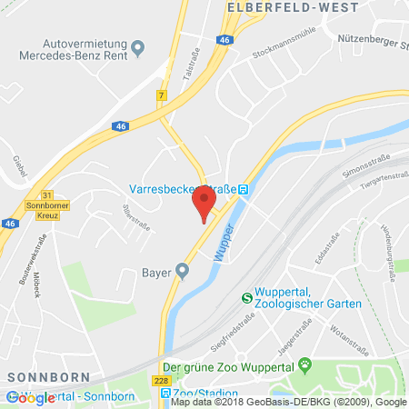 Position der Autogas-Tankstelle: Esso Tankstelle in 42117, Wuppertal