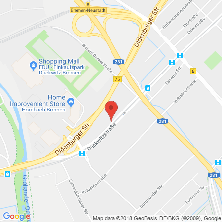 Position der Autogas-Tankstelle: Supermarkt-tankstelle Am Real,- Markt Bremen Duckwitzstrasse in 28199, Bremen