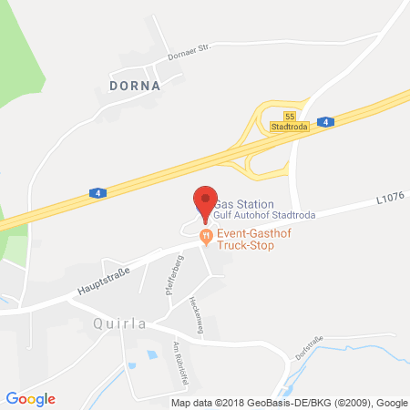 Position der Autogas-Tankstelle: Gulf Autohof Quirla in 07646, Quirla
