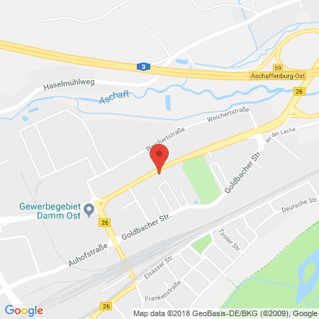 Position der Autogas-Tankstelle: Shell Tankstelle in 63741, Aschaffenburg
