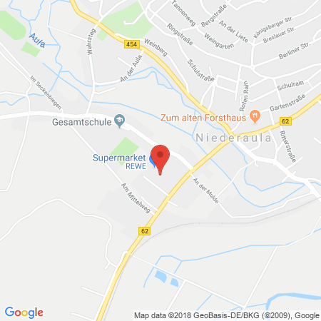 Position der Autogas-Tankstelle: Bft-tankstelle Thamer in 36272, Niederaula