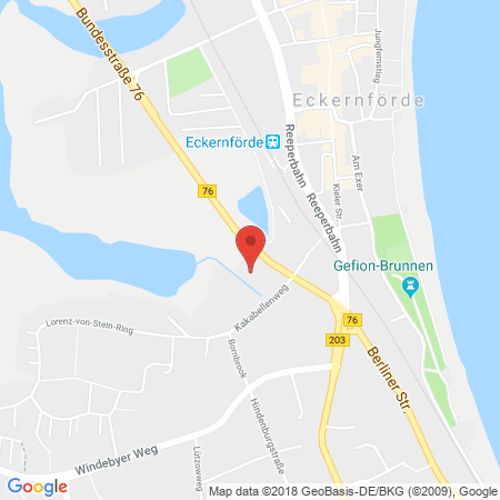 Position der Autogas-Tankstelle: Aral Tankstelle in 24340, Eckernförde