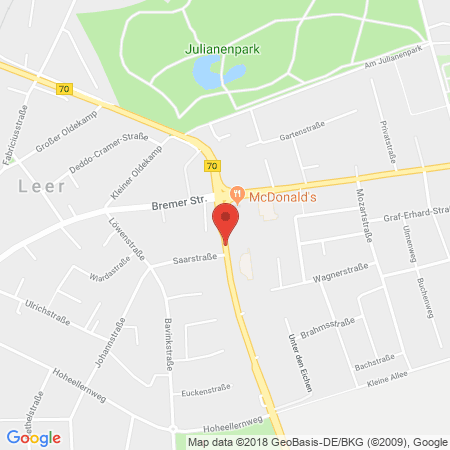 Standort der Autogas Tankstelle: HIRO Automarkt GmbH in 26789, Leer