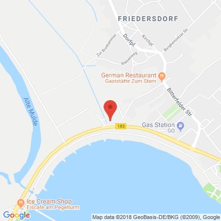 Position der Autogas-Tankstelle: Gulf Friedersdorf in 06774, Muldestausee