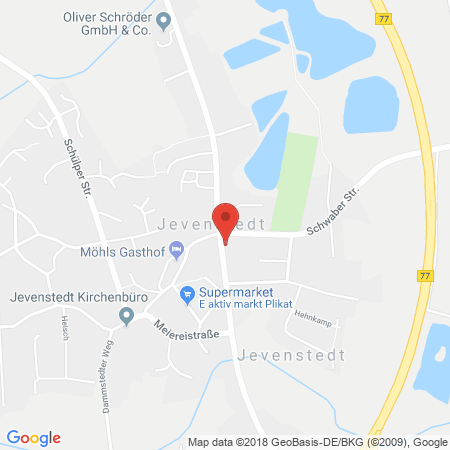 Position der Autogas-Tankstelle: Shell Tankstelle in 24808, Jevenstedt