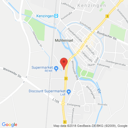 Position der Autogas-Tankstelle: Bft Tankstelle Ogoz in 79341, Kenzingen