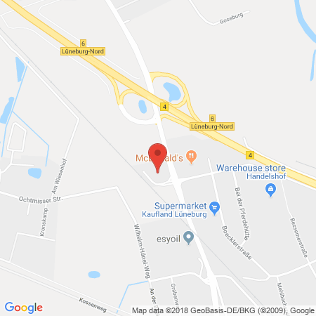 Position der Autogas-Tankstelle: Aral Tankstelle in 21339, Lüneburg