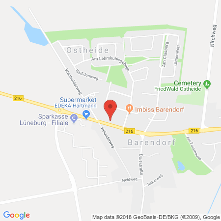Position der Autogas-Tankstelle: Tankautomat Barendorf in 21397, Barendorf
