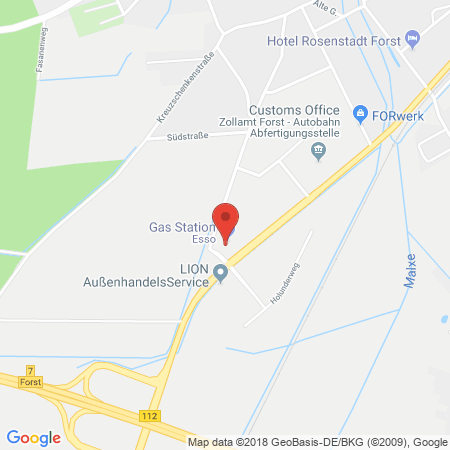 Position der Autogas-Tankstelle: Esso Tankstelle in 03149, Forst