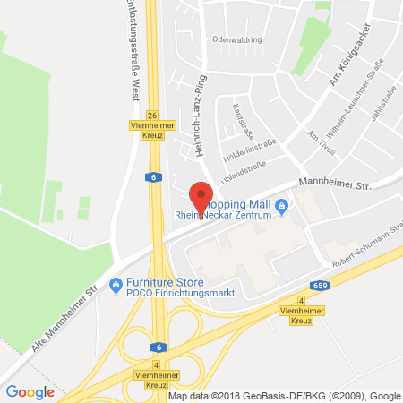 Position der Autogas-Tankstelle: JET Tankstelle in 68519, Viernheim