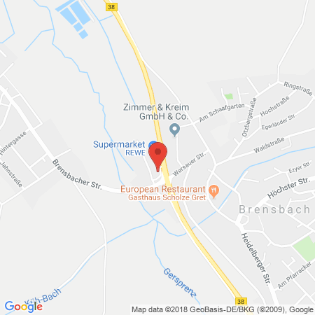 Position der Autogas-Tankstelle: Shell Tankstelle in 64395, Brensbach