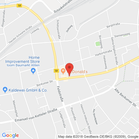 Position der Autogas-Tankstelle: Aral Tankstelle in 59229, Ahlen