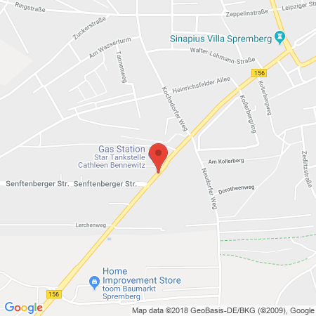 Position der Autogas-Tankstelle: Star Tankstelle in 03130, Spremberg