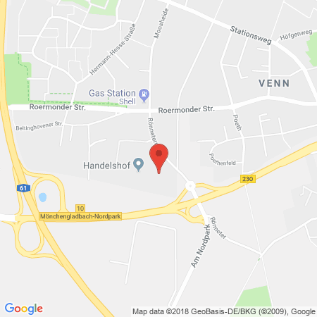 Position der Autogas-Tankstelle: Freie Tankstelle Handelshof in 41068, Mönchengladbach 