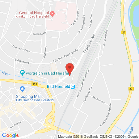 Position der Autogas-Tankstelle: Tankstelle Friedloser Straße in 36251, Bad Hersfeld
