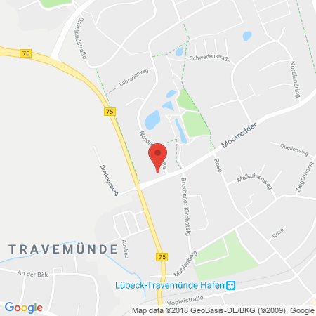 Position der Autogas-Tankstelle: Total Travemuende in 23570, Travemuende