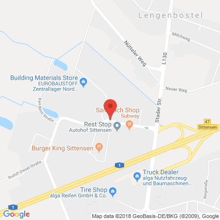 Position der Autogas-Tankstelle: Autohof Sittensen, Stollberg Autohof GmbH in 27419, Sittensen
