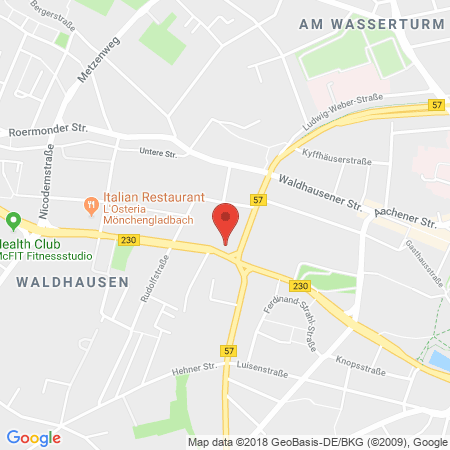 Position der Autogas-Tankstelle: Aral Tankstelle in 41068, Mönchengladbach