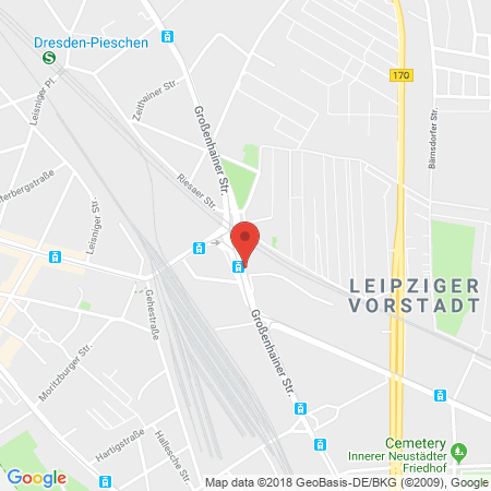 Position der Autogas-Tankstelle: Aral Tankstelle in 01127, Dresden