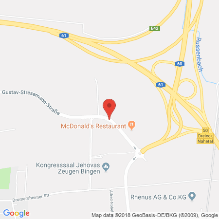 Position der Autogas-Tankstelle: Aral Tankstelle in 55411, Bingen