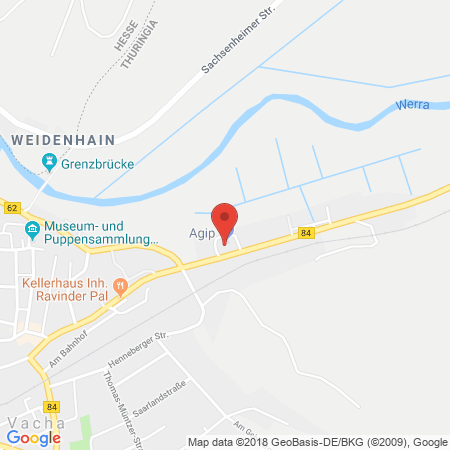 Position der Autogas-Tankstelle: Agip Tankstelle in 36404, Vacha