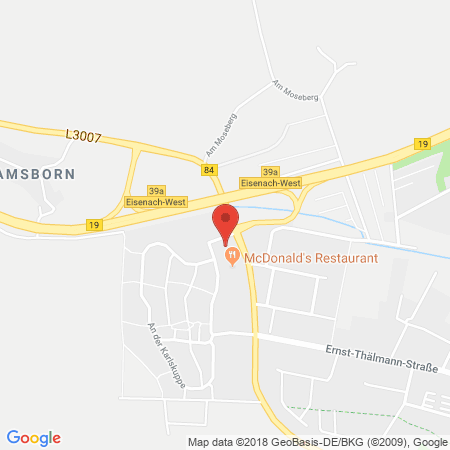 Position der Autogas-Tankstelle: Aral Tankstelle in 99817, Eisenach