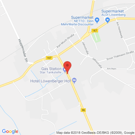 Position der Autogas-Tankstelle: Star Tankstelle in 16775, Löwenberg