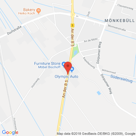 Position der Autogas-Tankstelle: Bft-willer Station 175 in 25842, Langenhorn