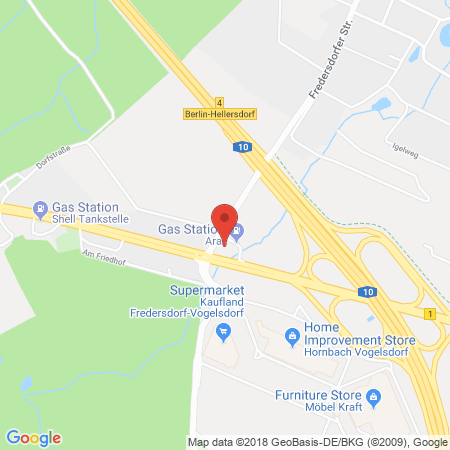 Position der Autogas-Tankstelle: Aral Tankstelle in 15370, Vogelsdorf
